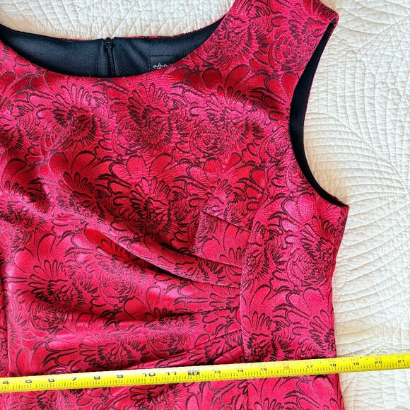 Connected Apparel Sexy Red Floral Cocktail Party Midi Dress Size 16 - Picture 13 of 13